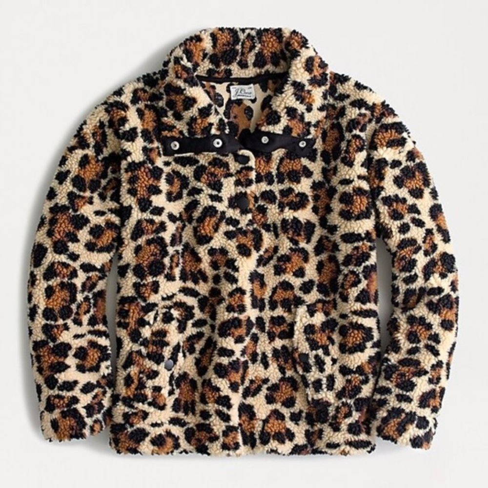 NWT JCrew leopard sherpa - sz Large